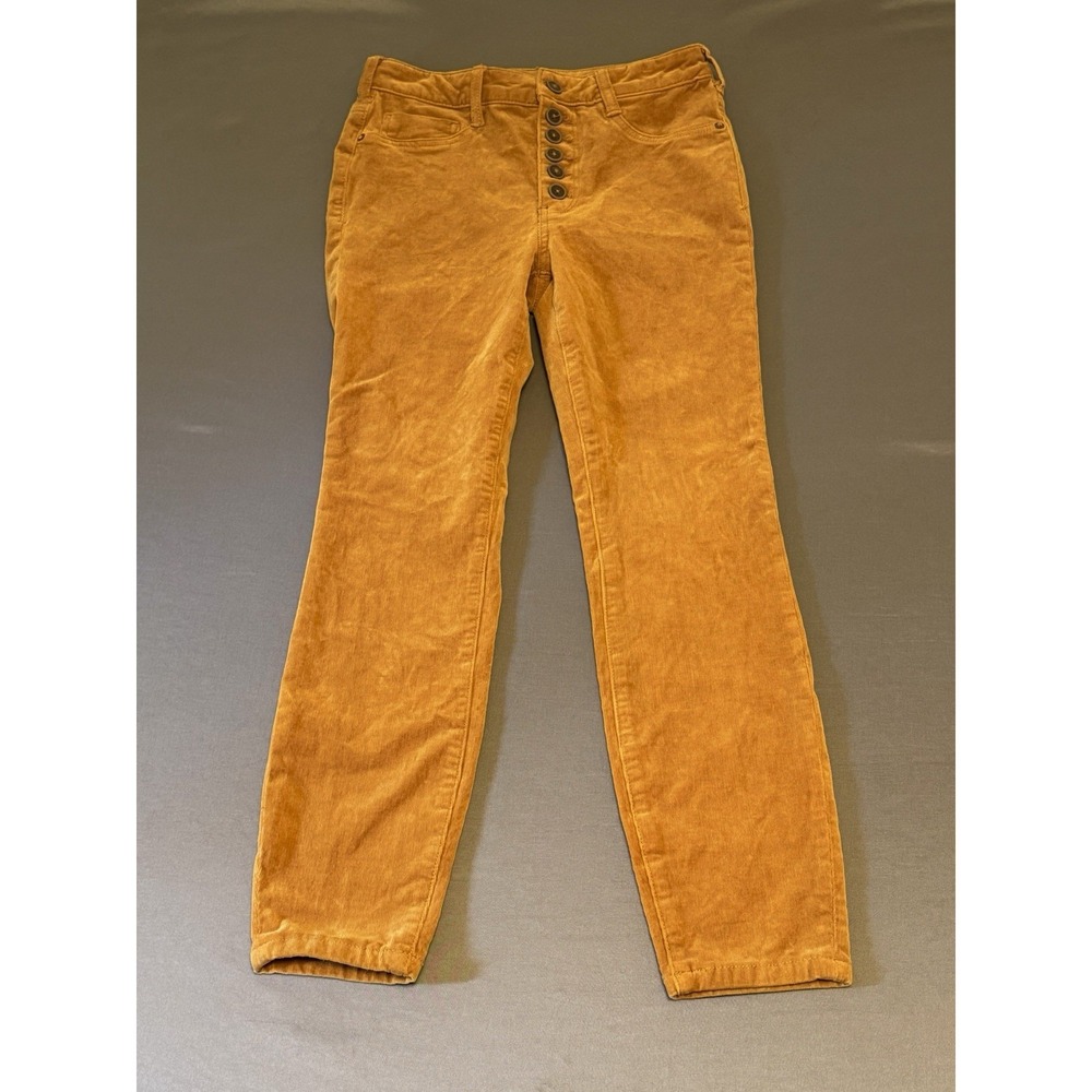 Anthropologie Pilcro Pants Dark Yellow Corduroy 6 Button Fly Skinny 28